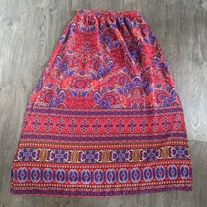 Women’s Paisley Print Maxi Skirt - Red and Blue